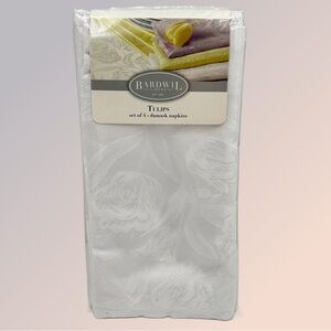 Vintage Dinner Napkins Set of 4 White Floral Demask‎ Fabric 19"x19" Contemporary